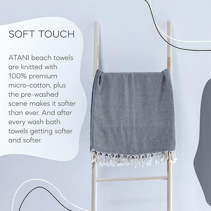 ATANI 69x35 in Oversized Turkish Beach Towel Set - Image 9