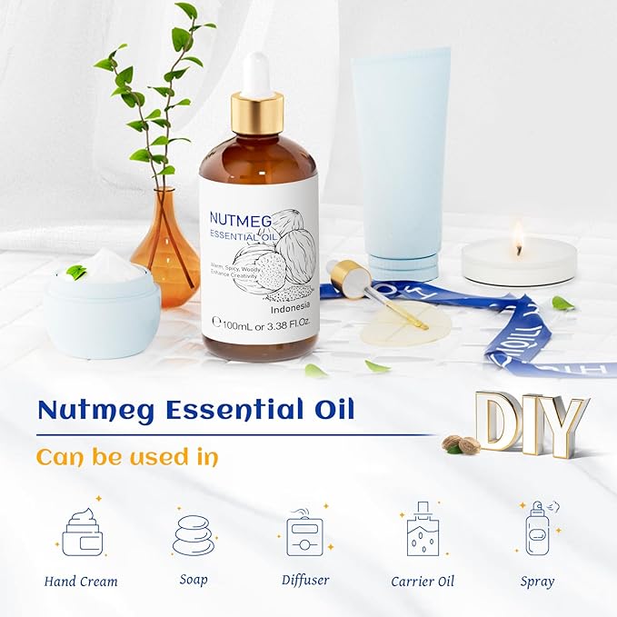 HIQILI Nutmeg Essential Oil 3.38 Fl Oz, Pure Natural Nutmeg Oil - Image 5