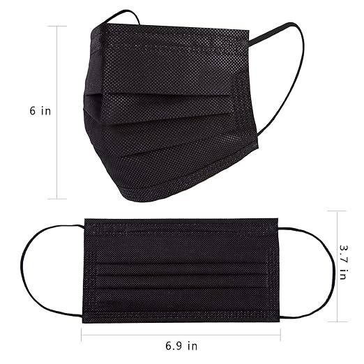 Borje 200 PCS Black Disposable Face Mask 3 Ply Protection Face Masks - Image 8