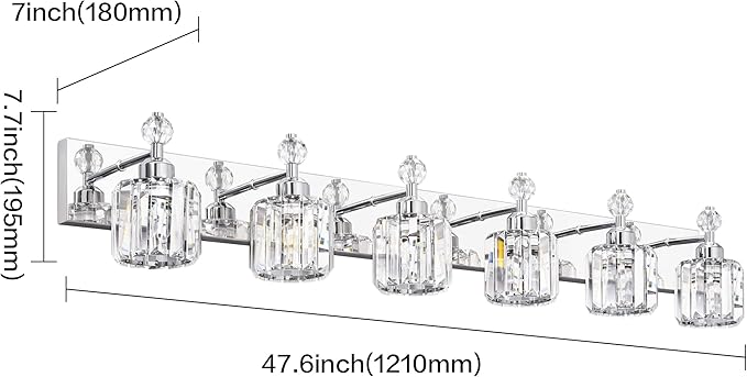 PRESDE Crystal 6 Light Bathroom Vanity Lights Chrom Bathroom Lights Fixtures - Image 4