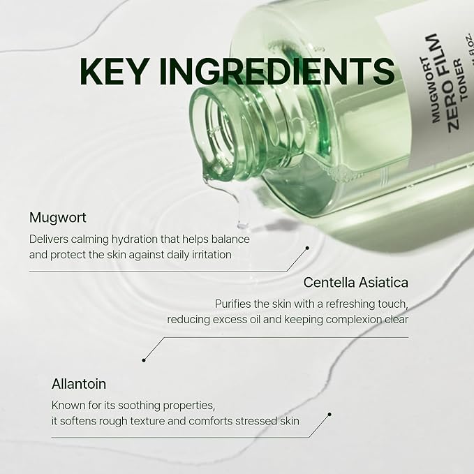 Orien Mugwort Zero Film Toner 5.41 fl.oz. 160ml ㅣpH5.5 Calming, Hydrating Spray - Image 5