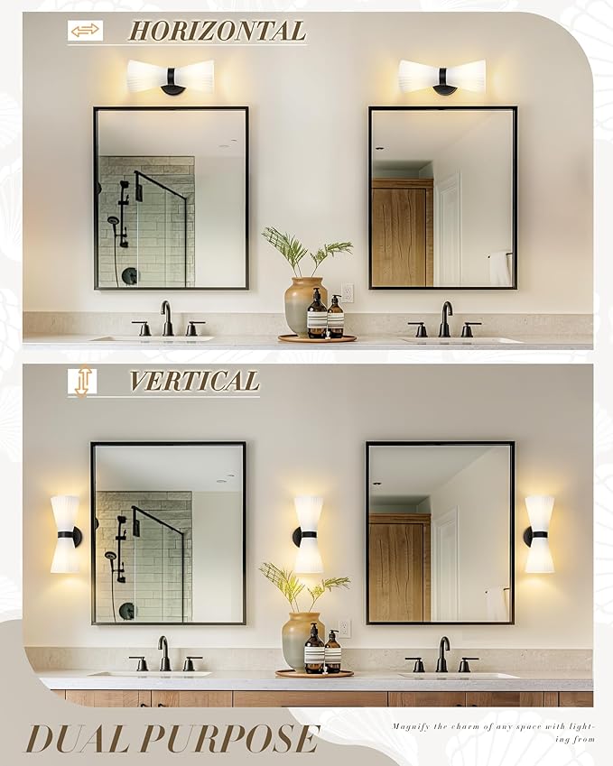 Black Wall Sconces Set of Two, HWH Modern Wall Light Fixtures Indoor Wall Lamp - Image 4