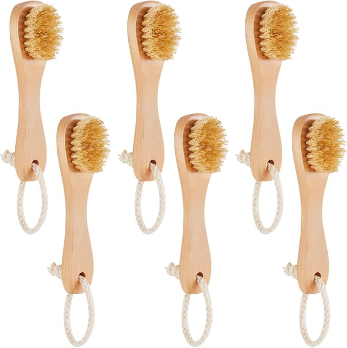 Nuanchu 6 Pcs Wooden Face Cleaning Brush Facial Exfoliator Brush Dry Scrubber by Nuanchu