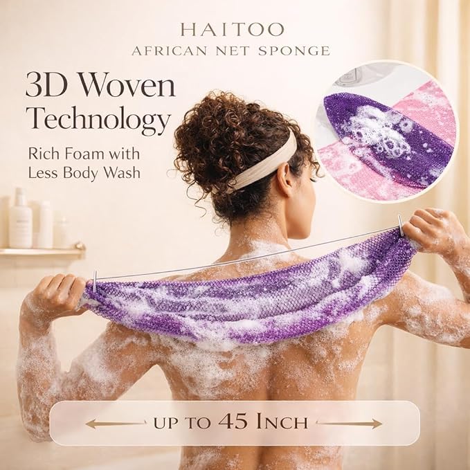 African Net Sponge Authentic, 3 Pieces African Exfoliating Net Sponge Body Back - Image 6