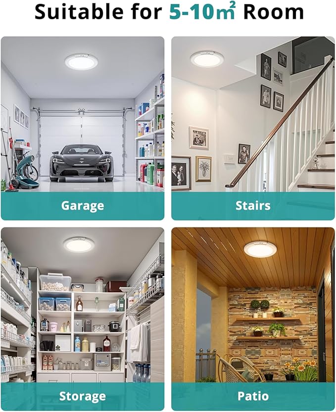 wowatt 2Pcs Battery Operated Ceiling Lights Rechargeable Motion Sensor Light - Image 7