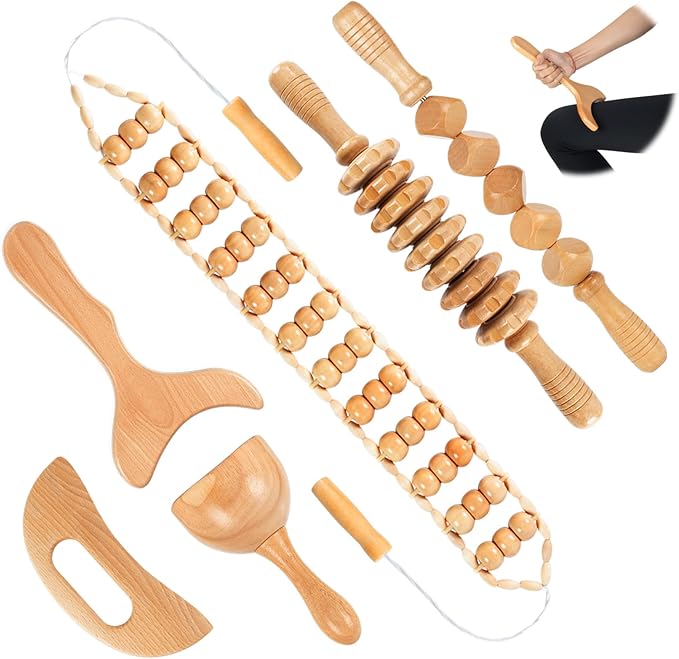 KintKita Wood Therapy Massage Tool 6 in 1, Lymphatic Drainage Massager by KintKita