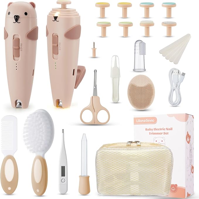Lilian&Gema Baby Healthcare and Grooming Kit, 28-in-1 Rechargeable Nail Trimmer by LilianGema