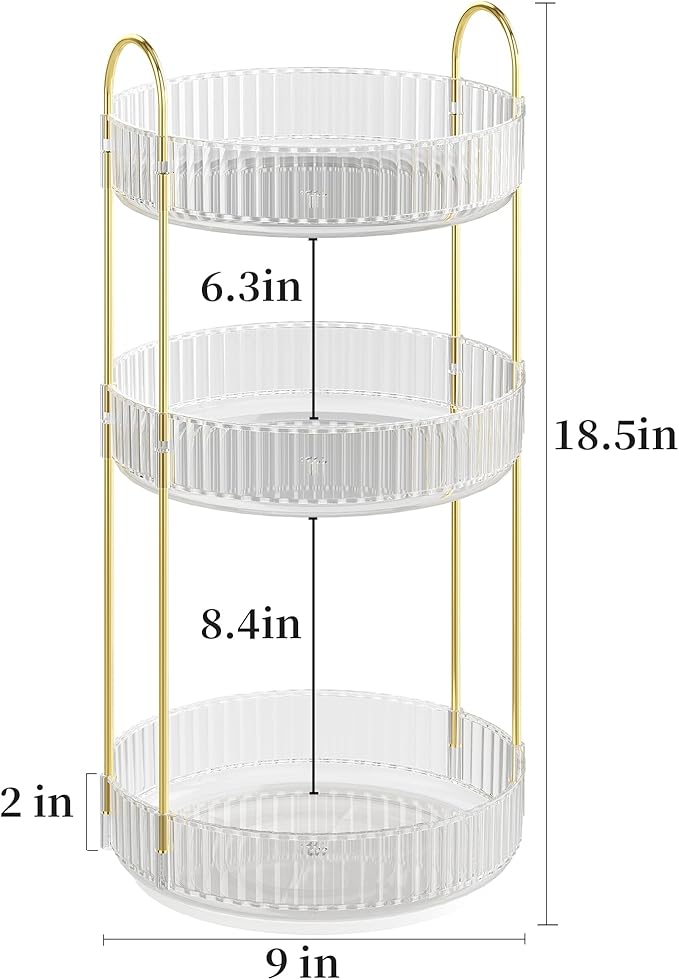 Rotating Makeup Organizer Countertop, Skincare Organizers, Spinning Perfume - Image 2