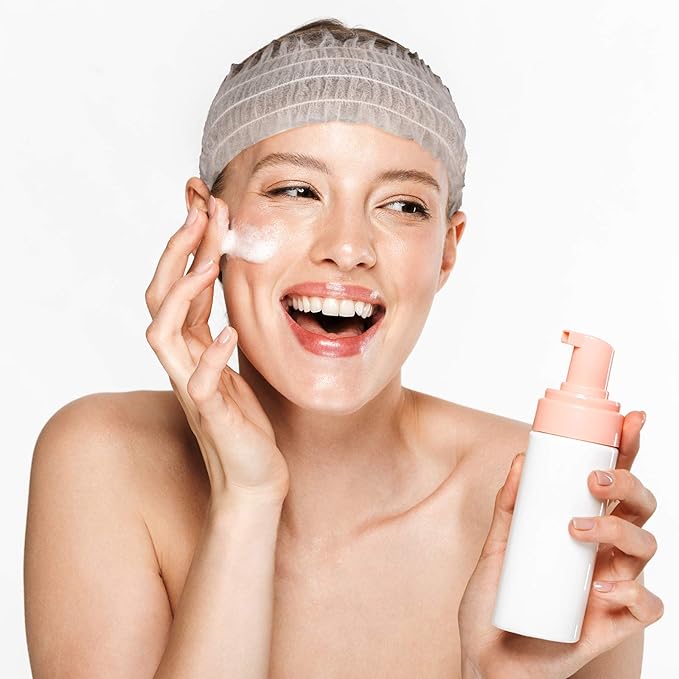 Chuangdi 100 Pieces Disposable Spa Headbands Soft Non-woven Facial Hair Band - Image 7