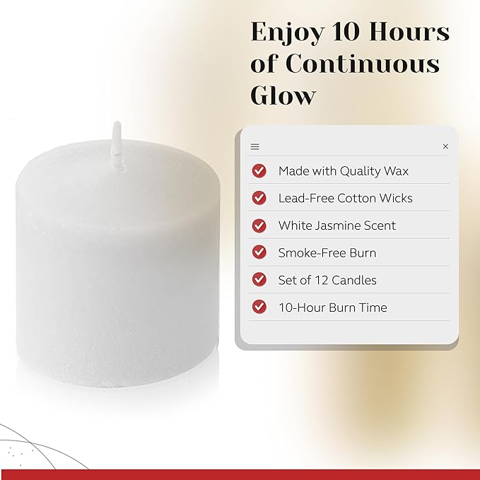 White Jasmine Scented Votive Candles, Scented 10 Hour Burn Time - Image 3