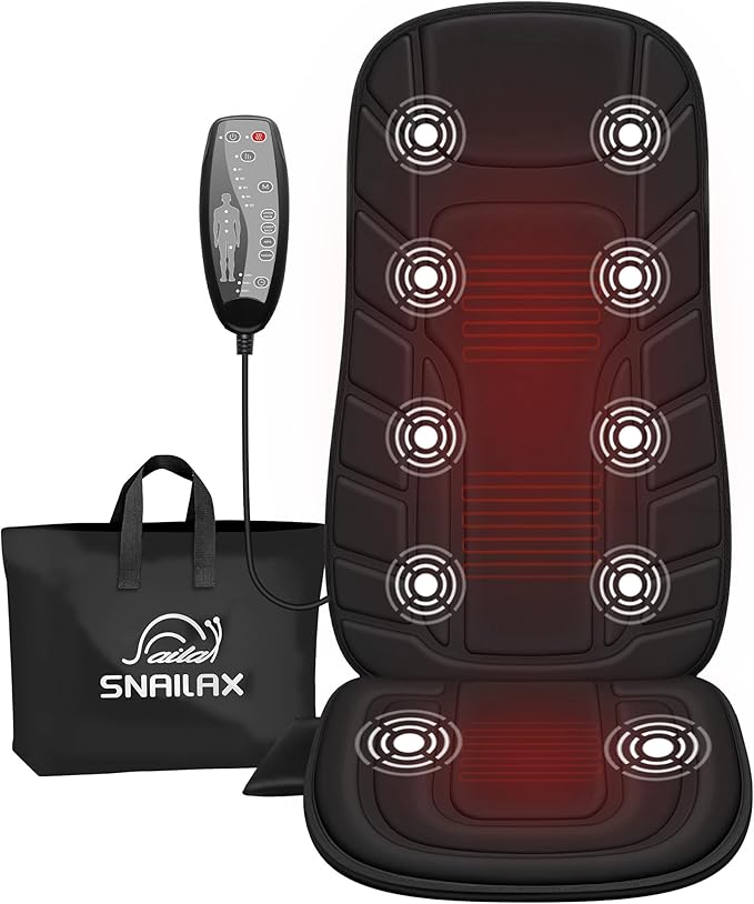 Snailax Back Massager with Heat, Massage Seat Cushion with 10 Motors, Massage by Snailax