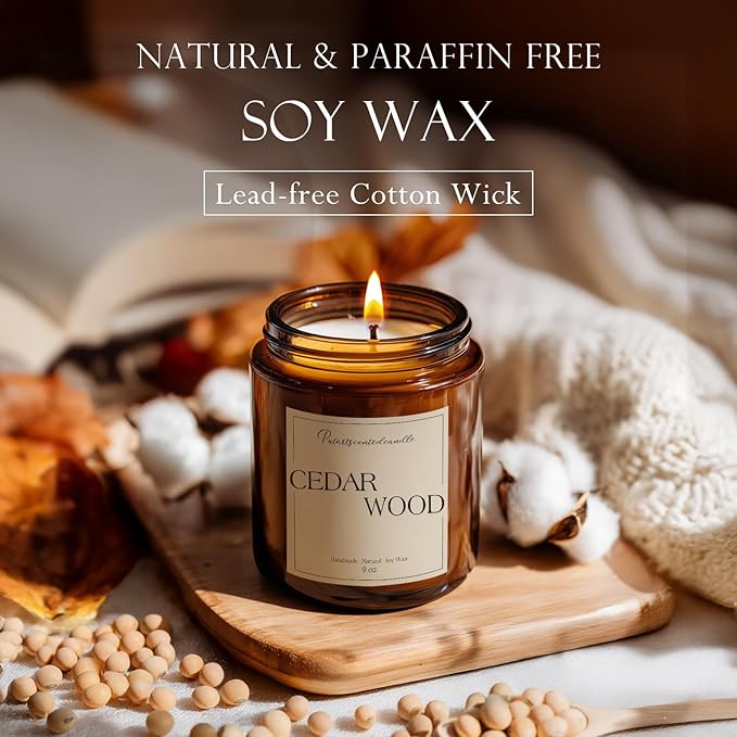 Cedar Wood Candles for Home Scented, Natural Soy Aromatherapy Non Toxic Candles - Image 4