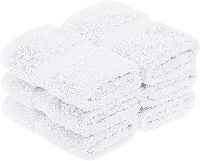 Superior Egyptian Cotton Pile Face Towel/Washcloth Set of 6, Ultra Soft Luxury by SUPERIOR