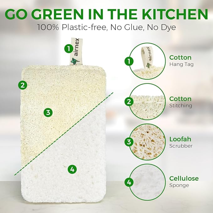 AIRNEX Natural Loofah Sponges for Dishes - Image 2
