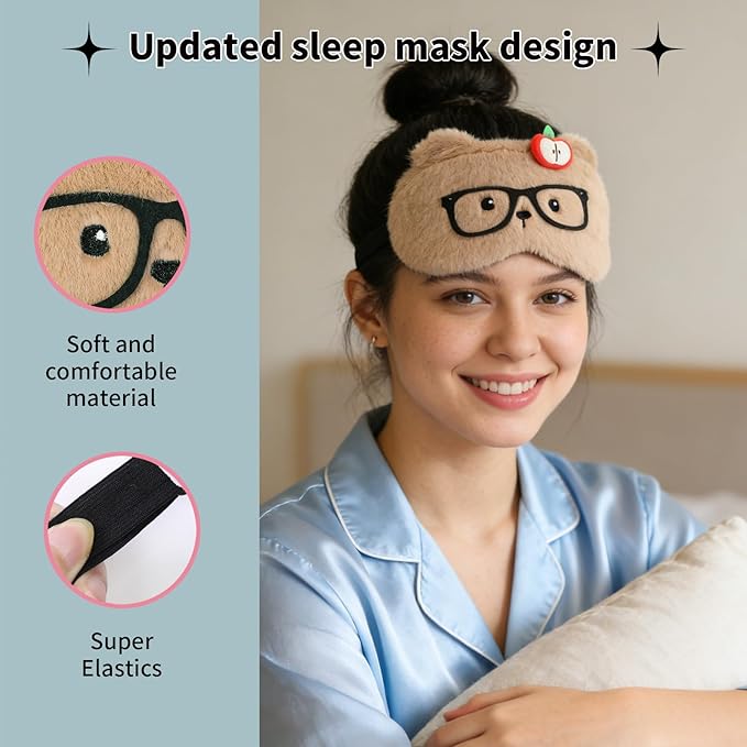 PERFECTSIGHT Sleep Eye Masks, Cute Plush Sleep Eye Cover Lightweight Adjustable - Image 5