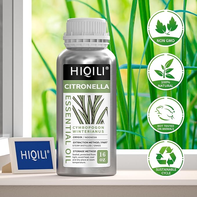 HIQILI 16 Fl Oz Citronella Oil for Homemade Sprays, Add to Diffuser, 100% Pure - Image 4