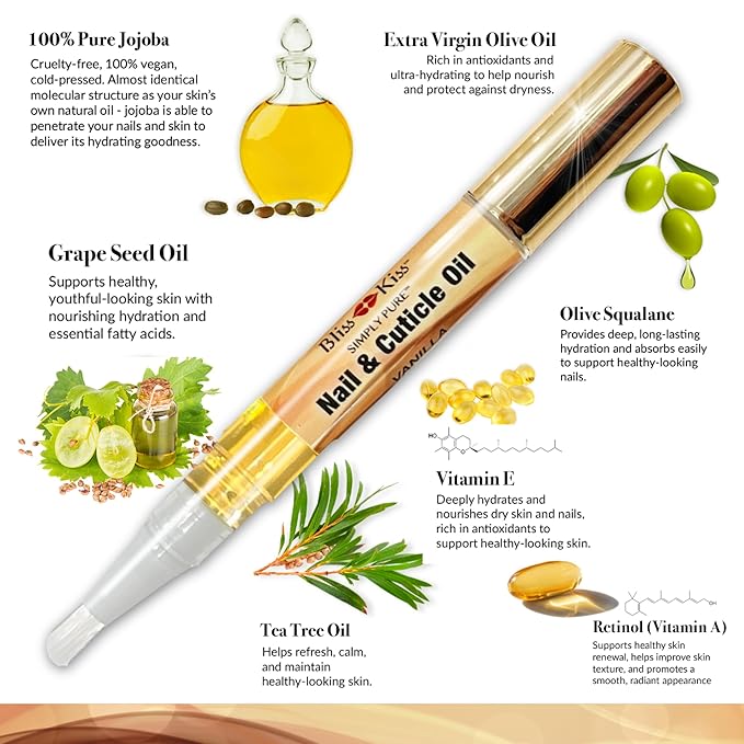 Bliss Kiss | 1 Vanilla Fragrance | Nail Oil Cuticle Pen w/Vitamin E & - Image 8