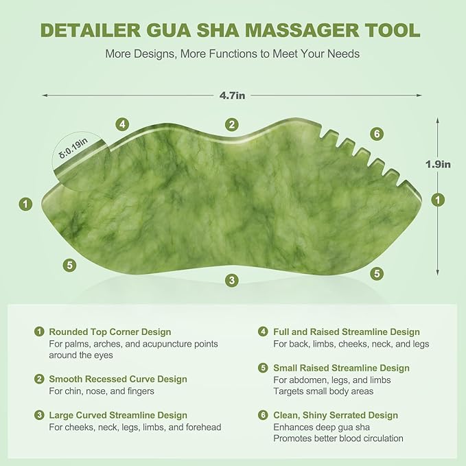 3 PCS Jade Stone Gua Sha Set Face Massager, Body Gua Sha Tool, Jade Gua Sha - Image 3