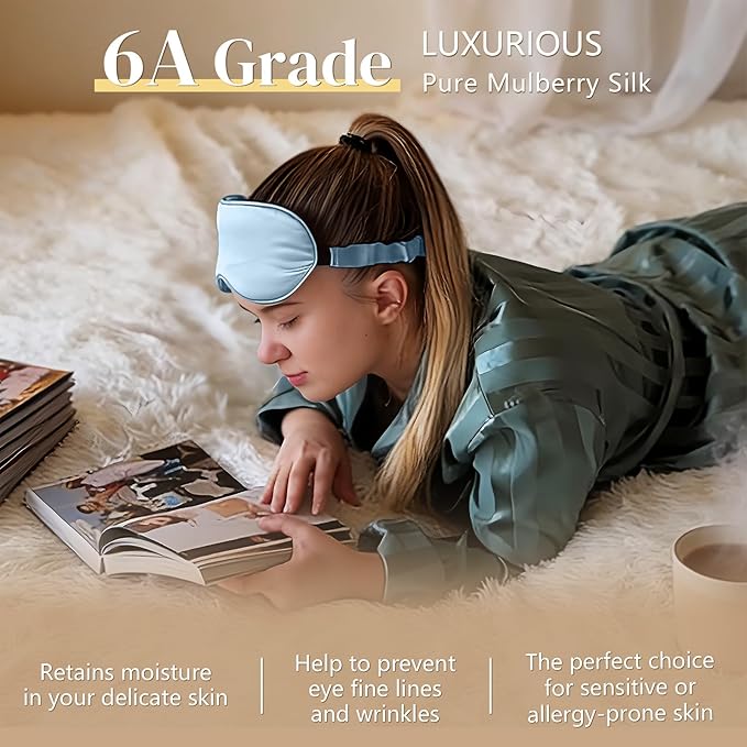 ZIMASILK Adjustable 22 Momme 100% Pure Mulberry Silk Sleep Mask, 3D Contoured - Image 4