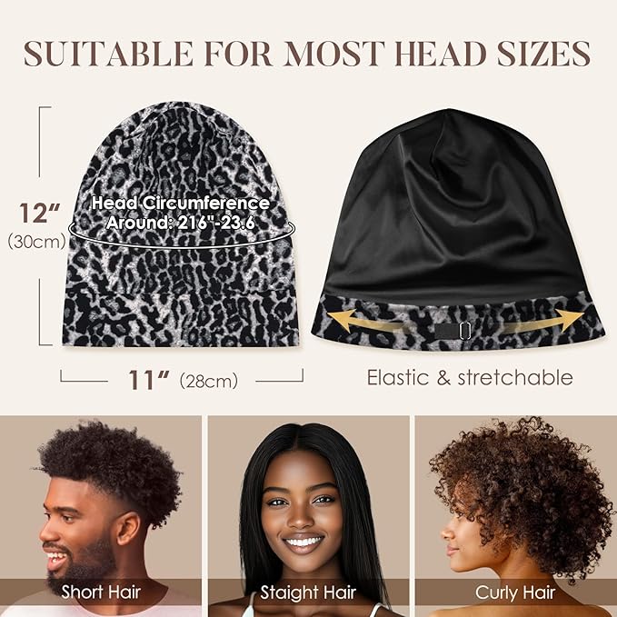 LULUSILK 100% Mulberry Silk Lined Sleep Cap, No More Frizzy Tangled Hair - Image 5