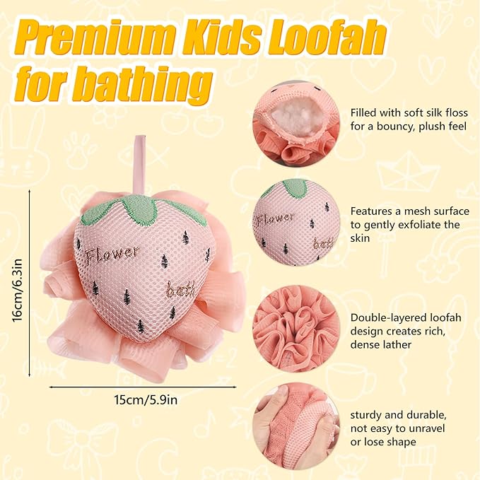 Kids Loofah, Cute Cartoon Animal Kids Bath Sponge - Image 3