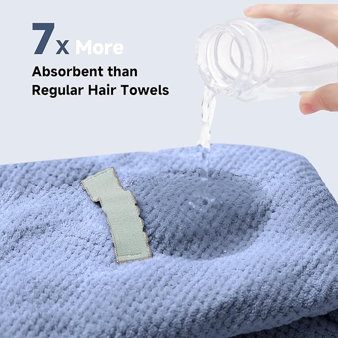 Microfiber Hair Towel Wrap for Women, Quick-Dry Turban, Ultra Absorbent & - Image 4