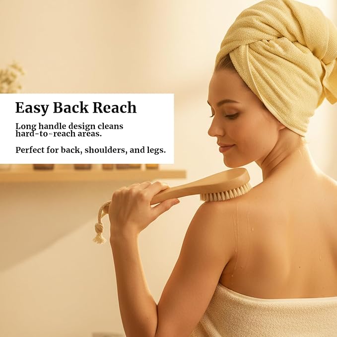 Dry Brush Set-4 Packs Natural Boar Bristle Dry Brushing Body Brush Exfoliating - Image 7