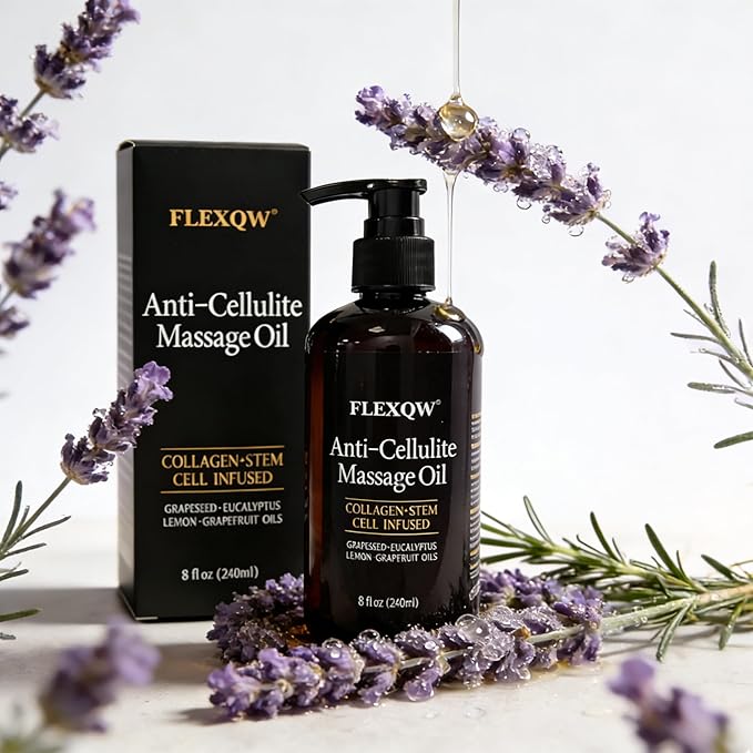 Anti Cellulite Massage Oil, Lymphatic Drainage Body Oil, Collagen Oil by FLEXQW