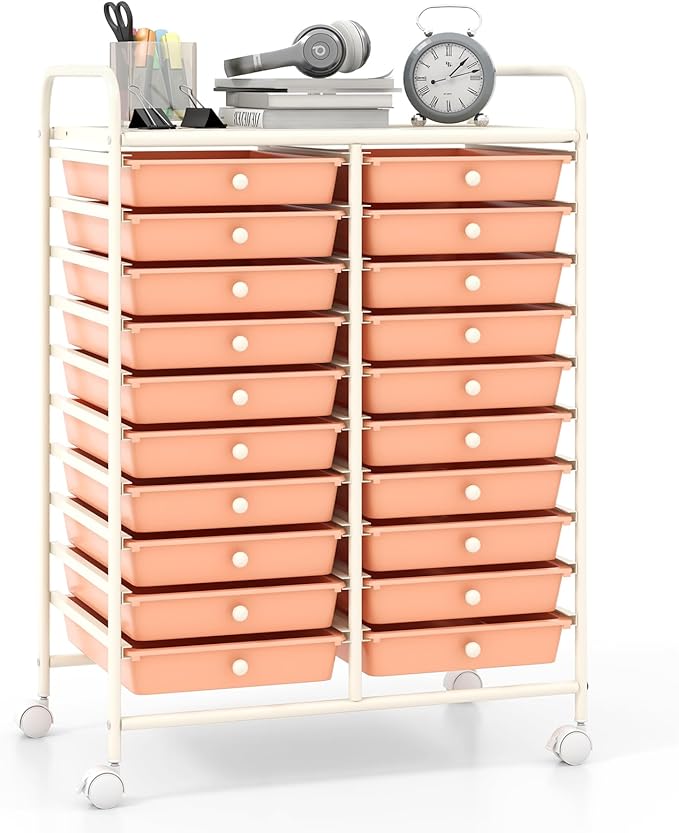 Giantex 20 Drawers Rolling Cart, Mobile Storage Drawer Cart, Classroom Organizer by Giantex