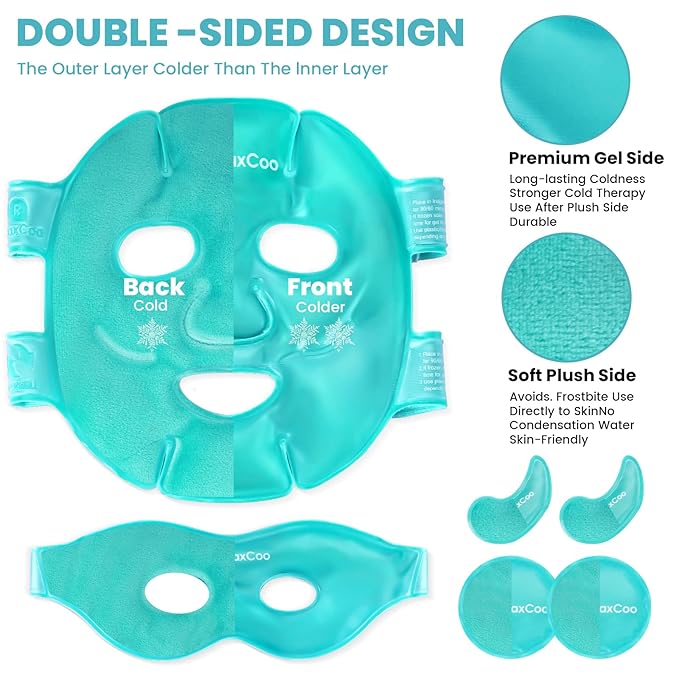 RelaxCoo Ice Face Eye Mask for Dark Circles and Puffiness Cold Warm Compress - Image 2