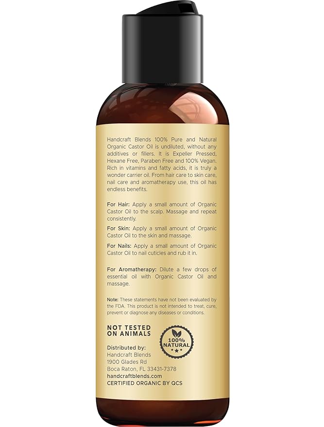 Handcraft Blends Organic Castor Oil 4 Fl Oz | 100% Pure and Natural | Premium - Image 3