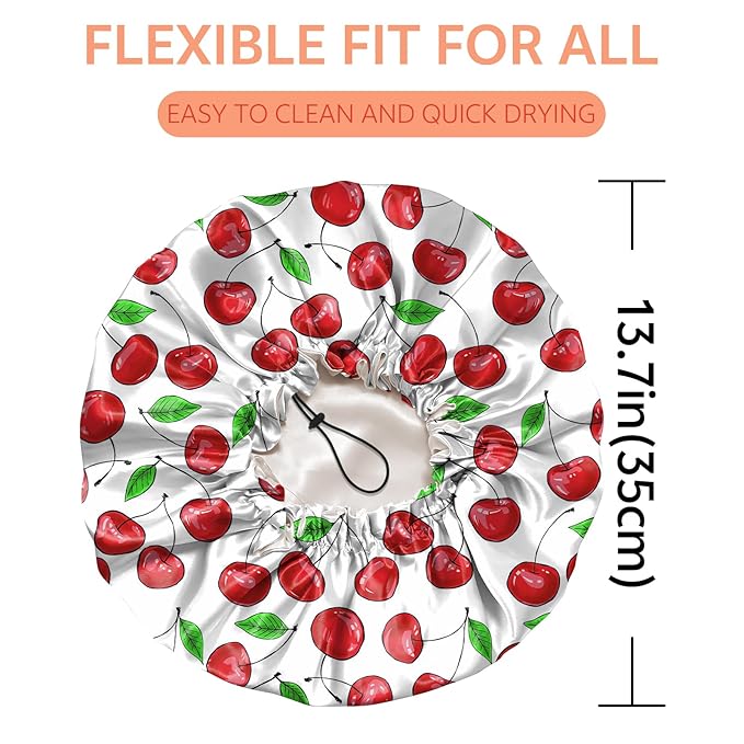 Shower Cap Reusable Double Layer Adjustable Elastic Waterproof EVA Hair Bath - Image 2