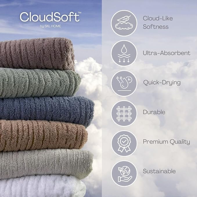 SKL Home CloudSoft Cotton Luxury 4-Piece Washcloth Set - Image 3