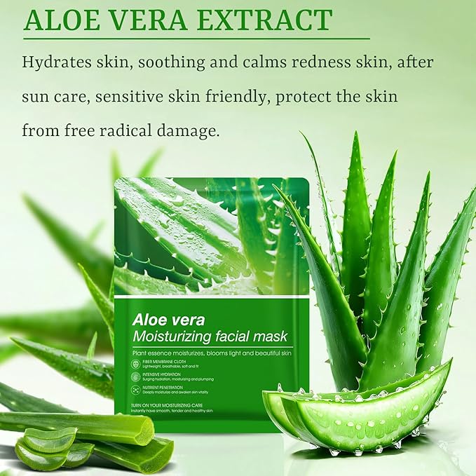 Aloe Vera Face Masks Skincare Soothing & Hydrating Face Masks Aloe Face Mask - Image 3