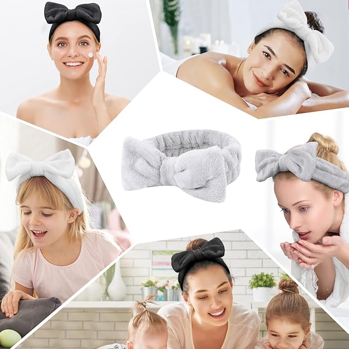 Casoty 6 Pcs Hair Band, Soft Coral Fleece Spa Headbands - Image 3