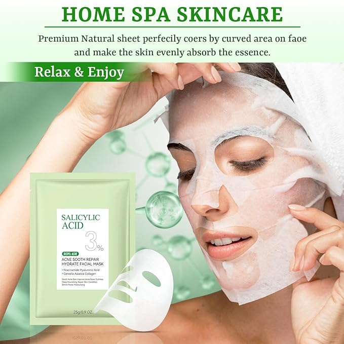 Anti Acne Face Mask Salicylic Acid Face Masks Skincare, Hydrating Face Masks - Image 6