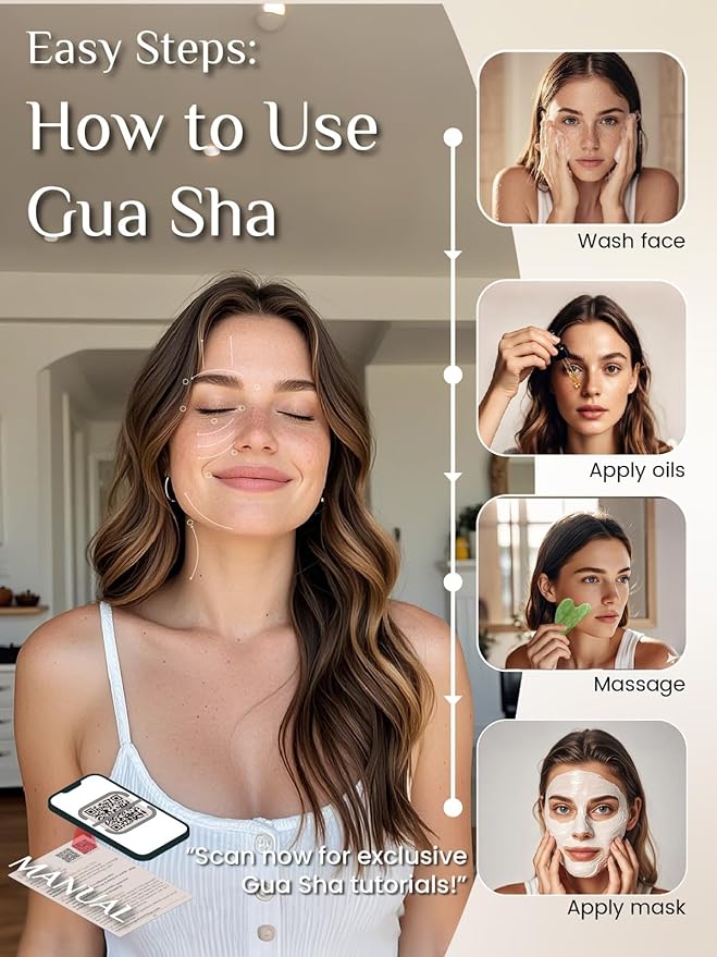 Rena Chris Gua Sha Facial Tools: Natural Jade Stone Guasha Tool - Image 5