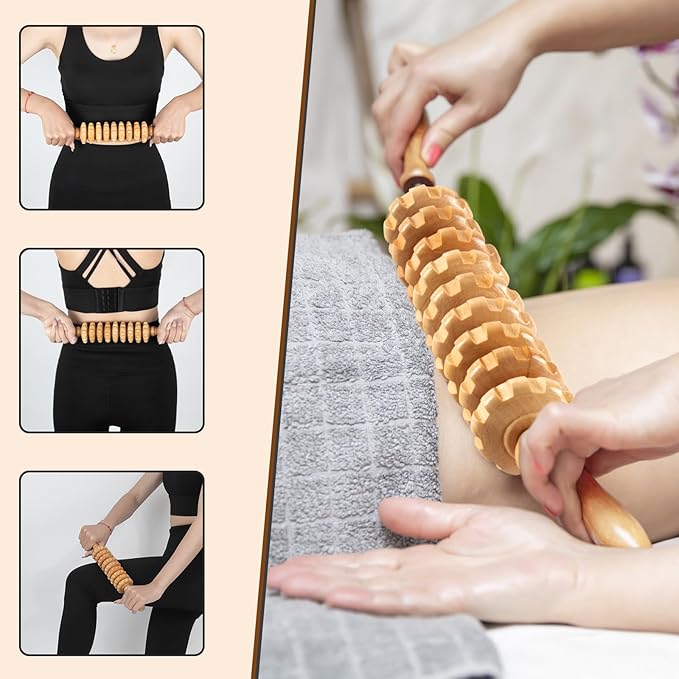 KintKita Wood Therapy Massage Tools 3 in 1, Wooden Lymphatic Drainage Massager - Image 2