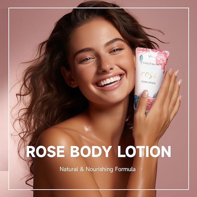 Bath and Body Gift Set for Women, Body & Earth 5 Pcs Rose Spa Gifts for Women - Image 4