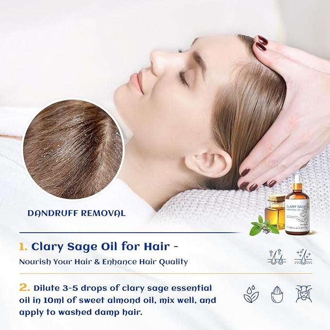 HIQILI Clary Sage Oil Essential, Herbal Sooth Aroma in Diffuse, Meditation - Image 3