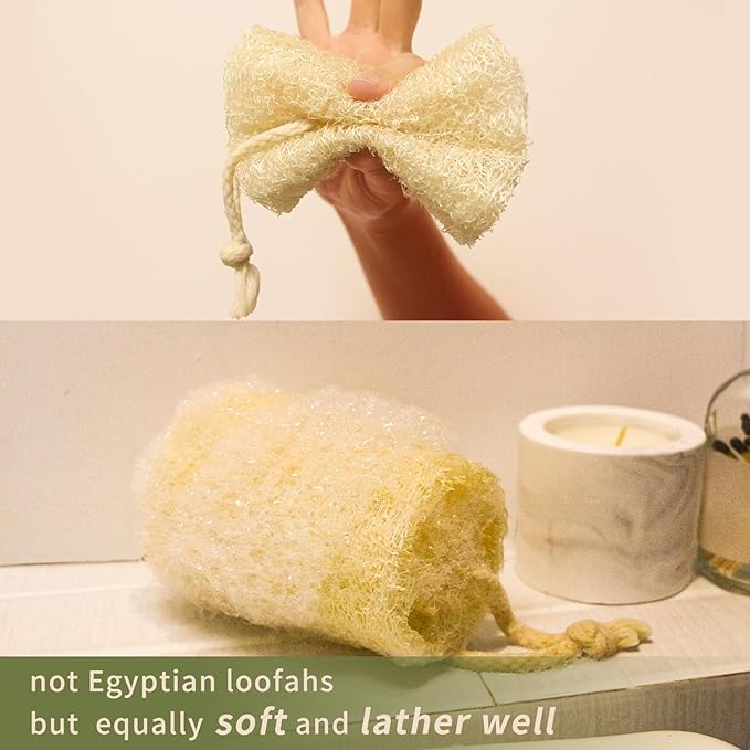 Natural loofah Sponges Exfoliating Body Scrubber, Real Luffa Unveil Your Skin's - Image 2