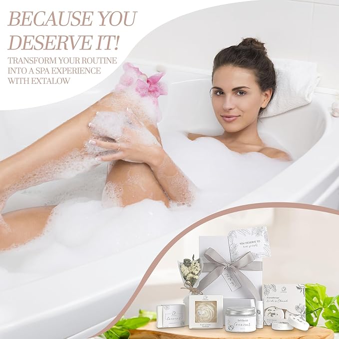 EXTALOW Spa Gifts for Women Bath and Body Gift Basket Mothers Day Gifts Coconut - Image 6