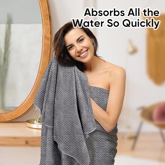 HOMEXCEL Grey Bath Towels 2 Pack, Microfiber Bathroom Towel, Super Soft Highly - Image 5