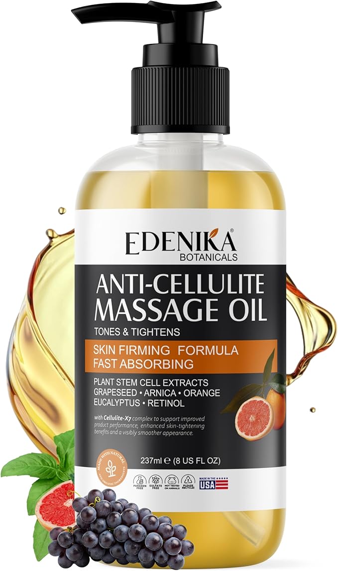 EDENIKA BOTANICALS Firming Anti Cellulite Massage Oil, Grapeseed Oil, Plant by EdenikaBotanicals