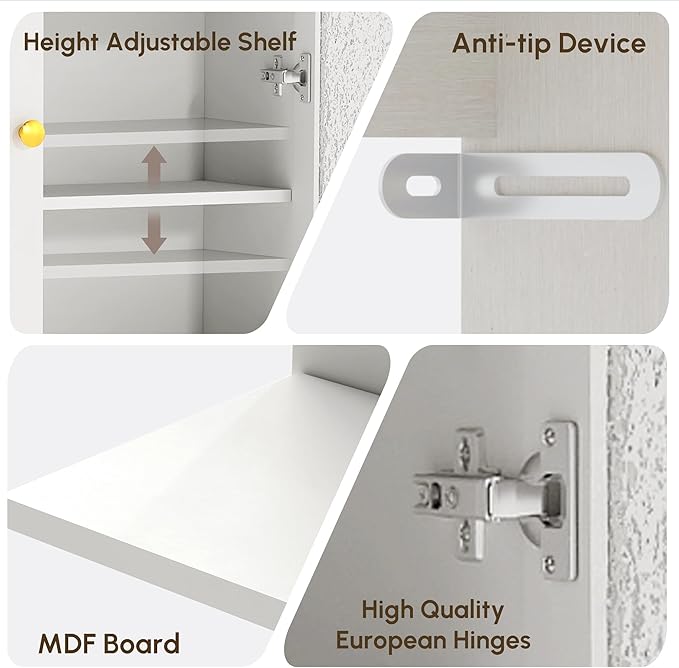 HMstone Over The Toilet Storage Cabinet, Arched Bathroom Organizer and Storage - Image 5