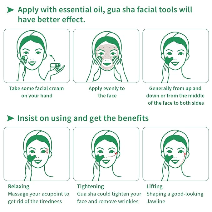 Gua Sha Facial Tools, Natural Jade Guasha Tool - Image 5