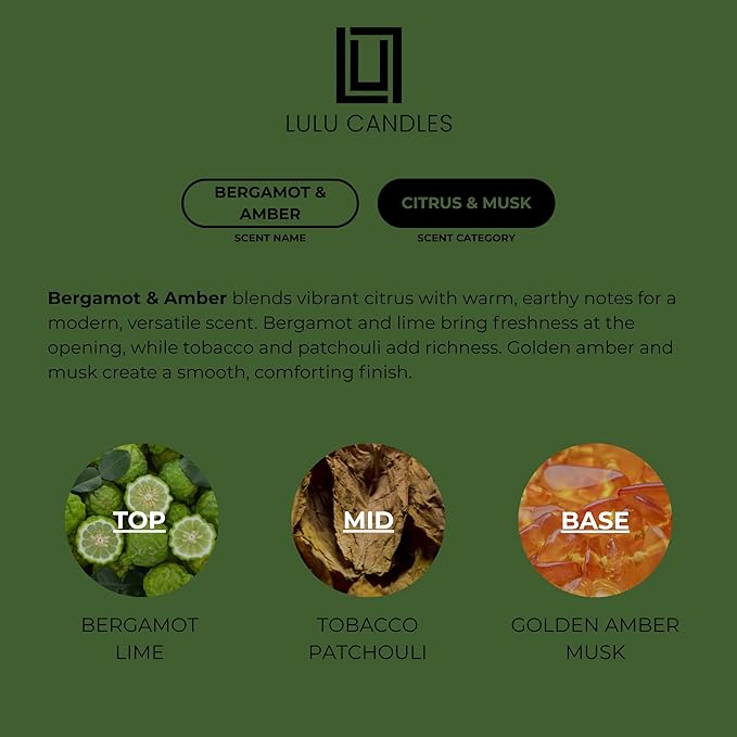 Lulu Candles | Bergamot & Amber | Smells Like Citrus & Musk | Luxury Scented - Image 4