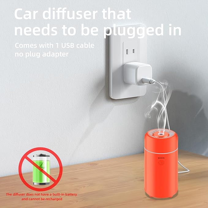 SEEDSEEL 100ML Car Essential Oil Diffuser, Mini Air Humidifier - Image 2