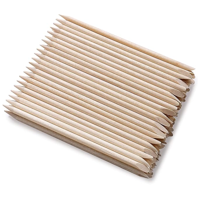 100Pcs Orange Wood Sticks for Nails, HOOMBOOM Double Sided Cuticle Pusher by HOOMBOOM