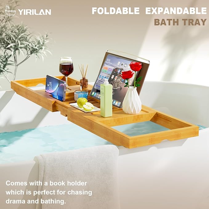 Yirilan Bathtub Trays for Tub, Bath Tray, Foldable Bathtub Caddy, Bathtub Caddy - Image 6